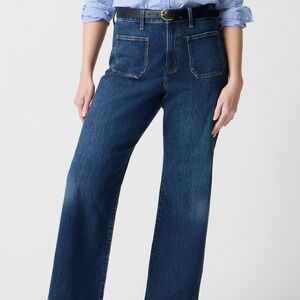 J. Crew Dark Wash Curvy Full Length Wide Leg Jeans Sz 35 NWT
